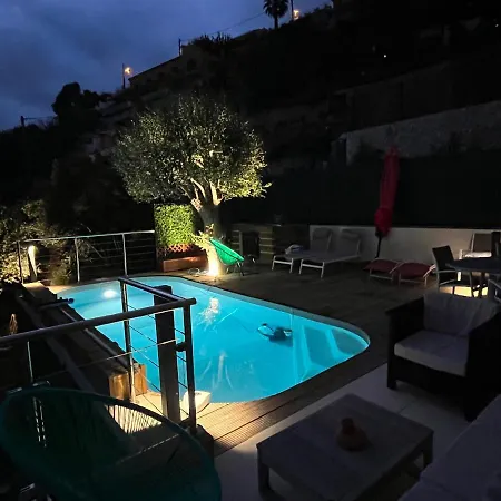 Detente Cote D'azur, Piscine Et Privatifs 芒通